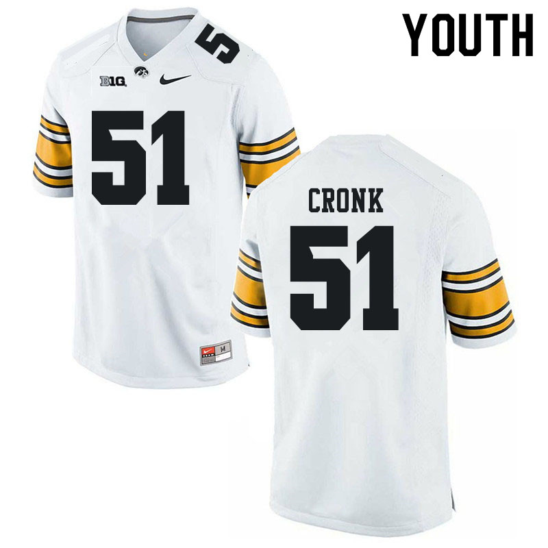 Youth #51 Coy Cronk Iowa Hawkeyes College Football Jerseys Sale-White